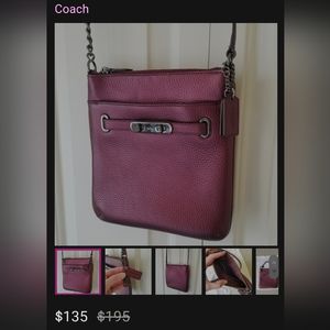Authentic Coach crossbody metallic berry bag
